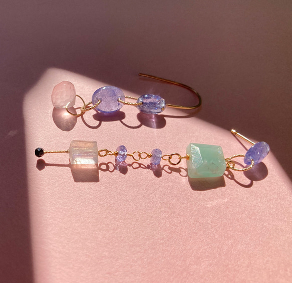 Prana gem shower ︎タンザナイト ︎アマゾナイト ︎オニキス ︎ローズクォーツ ︎ムーンストーン ピアス（その他） PR N