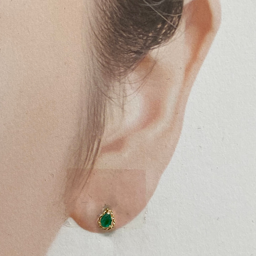 k18YG AU750 18金 天然エメラルド1ペア