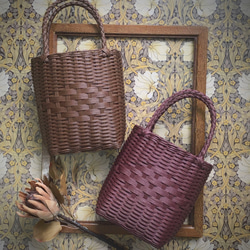 WOVEN チェック柄 かごバッグ パープル系その他 ラベンダーの チェック柄プラカゴ | フリマアプリ ラクマ