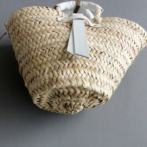 ミニかごバッグ / White 巾着付き 本革 レザー かごバッグ glitt 通販