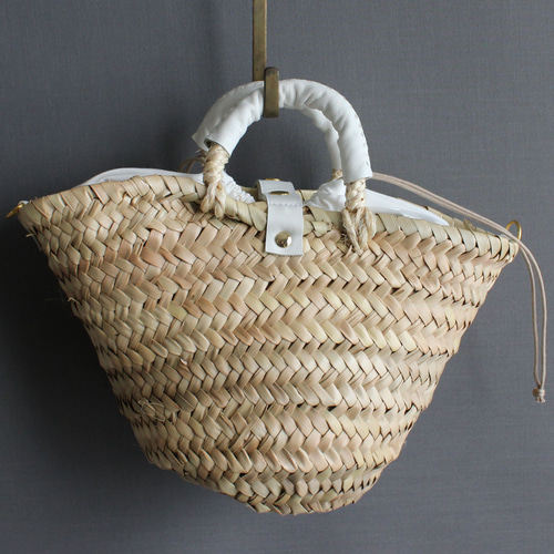 ミニかごバッグ / White 巾着付き 本革 レザー かごバッグ glitt 通販