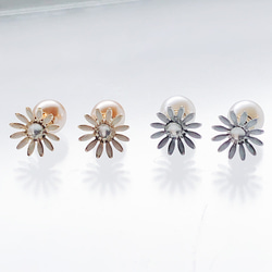 希望の花ガーベラ】プチスタッドピアス/イヤリング パールキャッチ付き