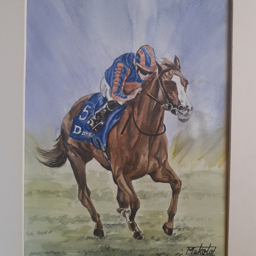 水彩画 競走馬 絵画 makochin 通販 16493435｜Creema(クリーマ)