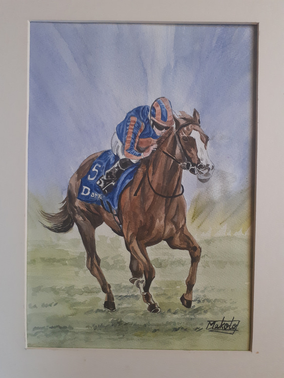 水彩画 競走馬 絵画 makochin 通販 16493435｜Creema(クリーマ)