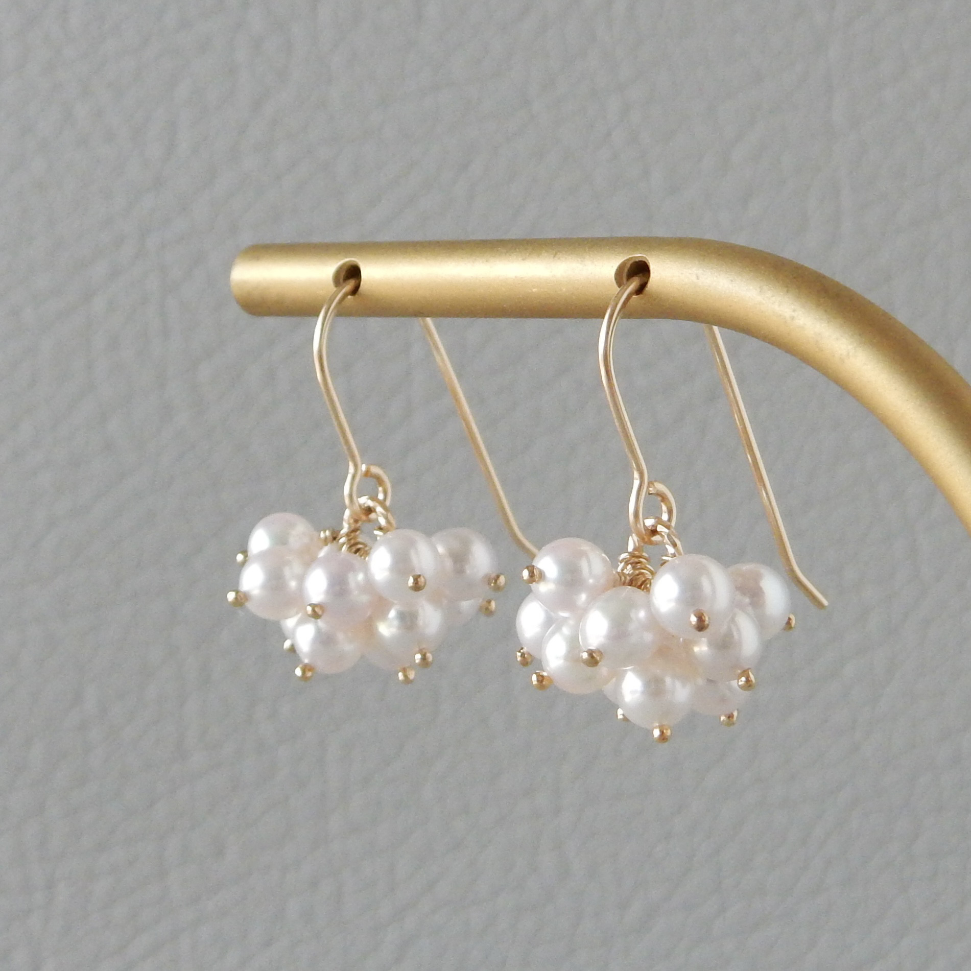 アコヤパールふさふさピアス/イヤリング 14kgf（ホワイト）【1297】