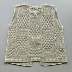 重ね着コーデ　バックスリット　アクリルウールニットベスト　【オフホワイト】 7枚目の画像