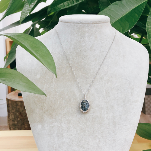 天然石✧静かな蒼 カイヤナイト /シルバーネックレス ネックレス