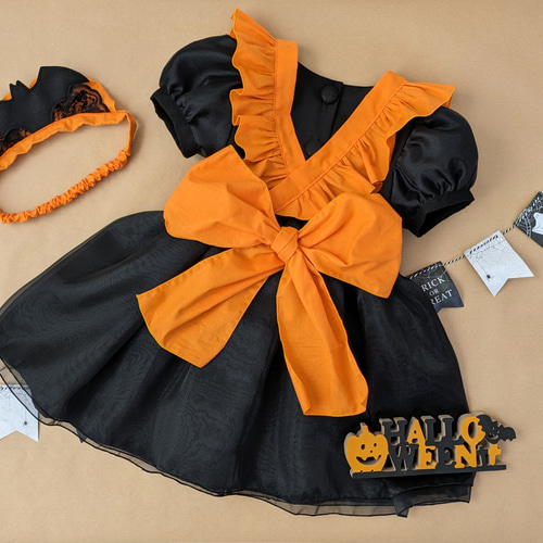 ハロウィン2025】ハロウィンかぼちゃのメイド服 子供服 B-boutique by