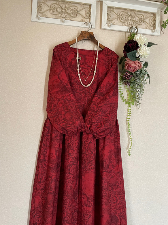 トワルドジュイ柄 前後2WAY エプロンワンピース トワルドジュイ柄 前後