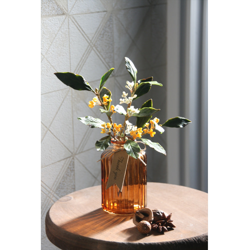 ✿【 粘土置物 】「秋の夜長に香る花」金木犀・銀木犀の花瓶挿し