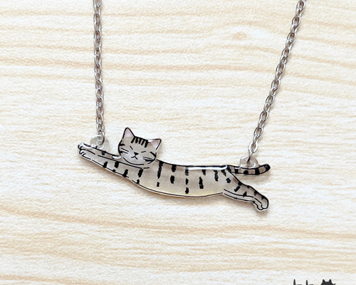 ラペルラ ベネチアングラス ネックレス*ねこ　猫　金箔/ゴールド purepoche_026-1b005-608