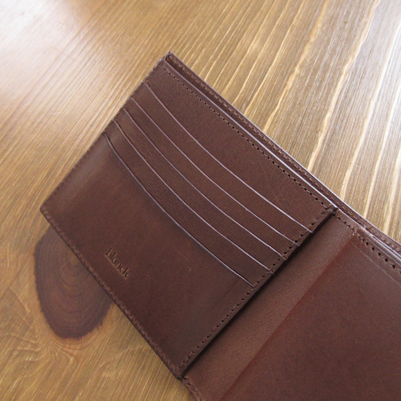 二つ折り財布-7 ブッテーロ 革財布　レザー　チョコ　財布 5枚目の画像