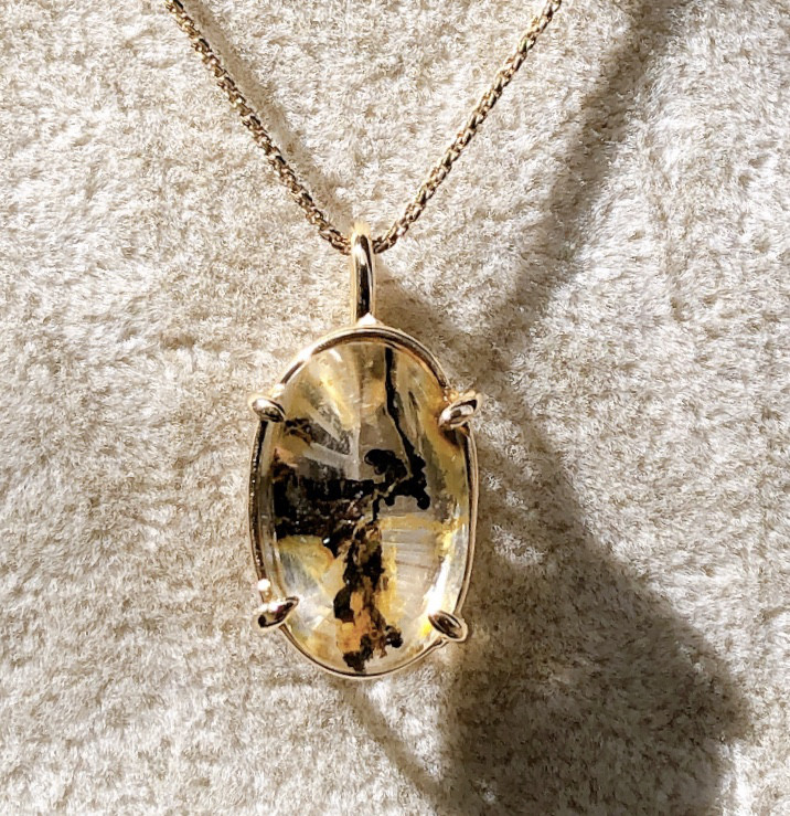 天然石✧世界に1つ ✧ アートなデンドライトクォーツ k10ネックレス ⑨
