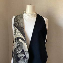 輝く高品質な ロングベスト ベスト 着物リメイク 黒絽 ハンドメイド 絹Aライン Maternity