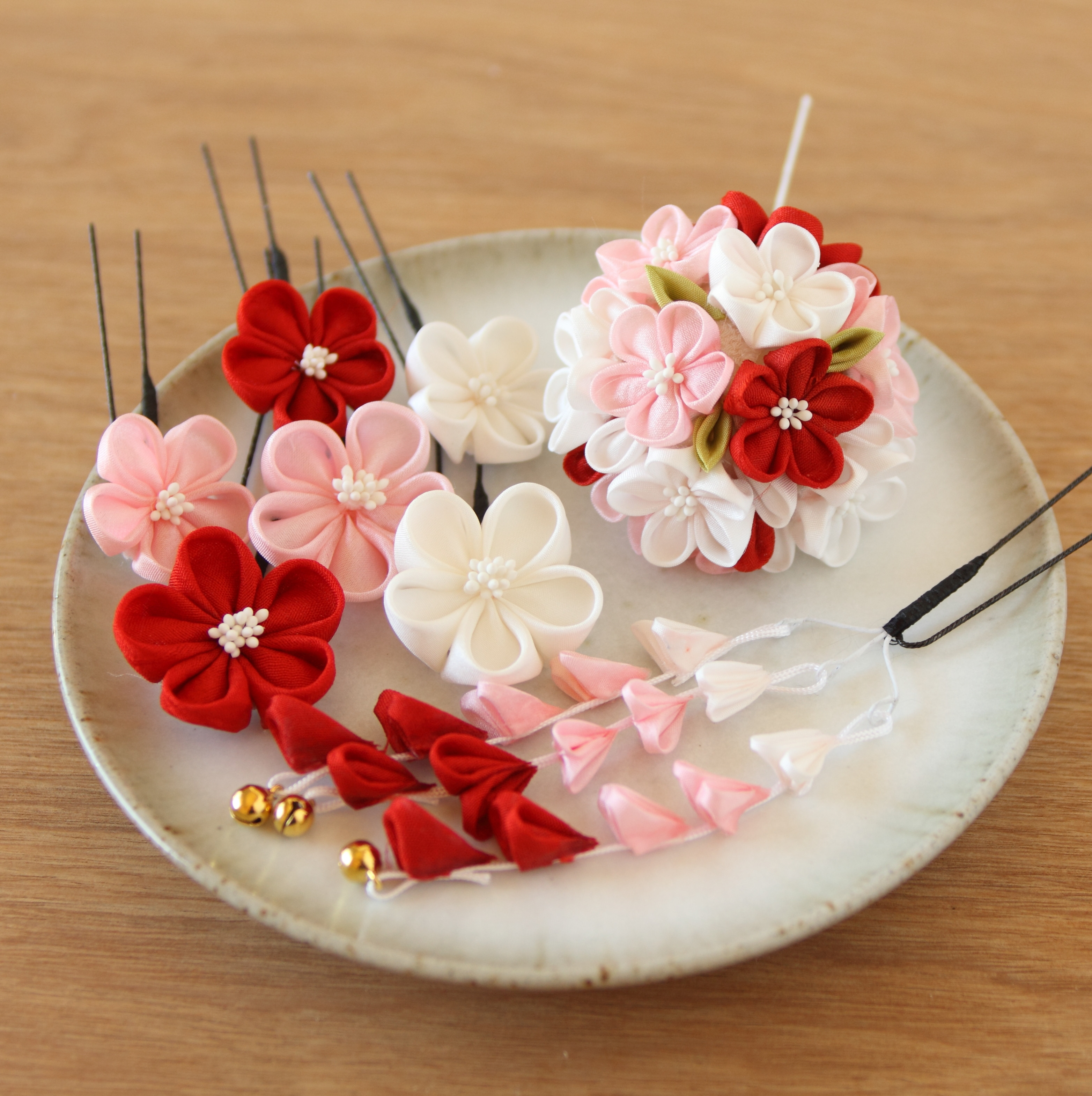 正絹羽二重　アレンジ自在8点セット　金具が選べる✿七五三/成人・卒業・ブライダル✿