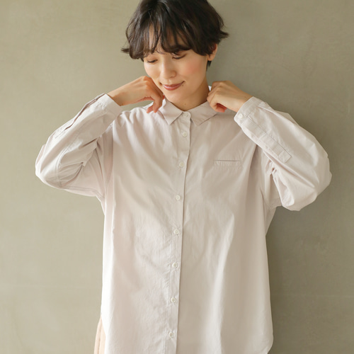 Plantation◆シワ加工/長袖シャツ/M/コットン/ベージュ/PL81FJ952 ラフな大人の着こなし 長袖シャツ コットン100％ ベージュ
