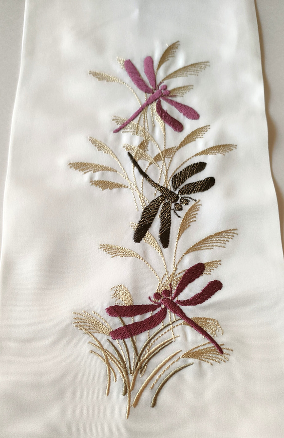 刺繍半衿 芒に蜻蛉 2枚目の画像