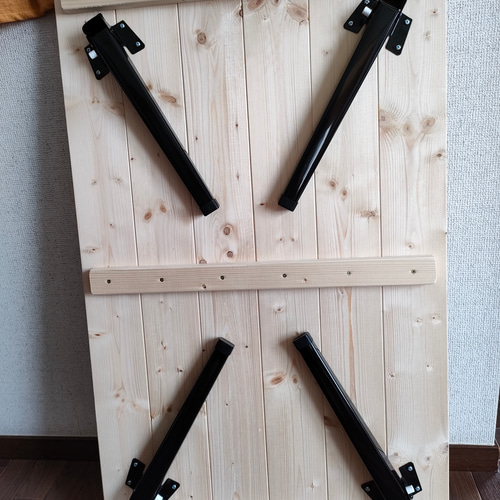 90×54×32 折り畳みローテーブル《カラー選択》無垢材 スチール脚  