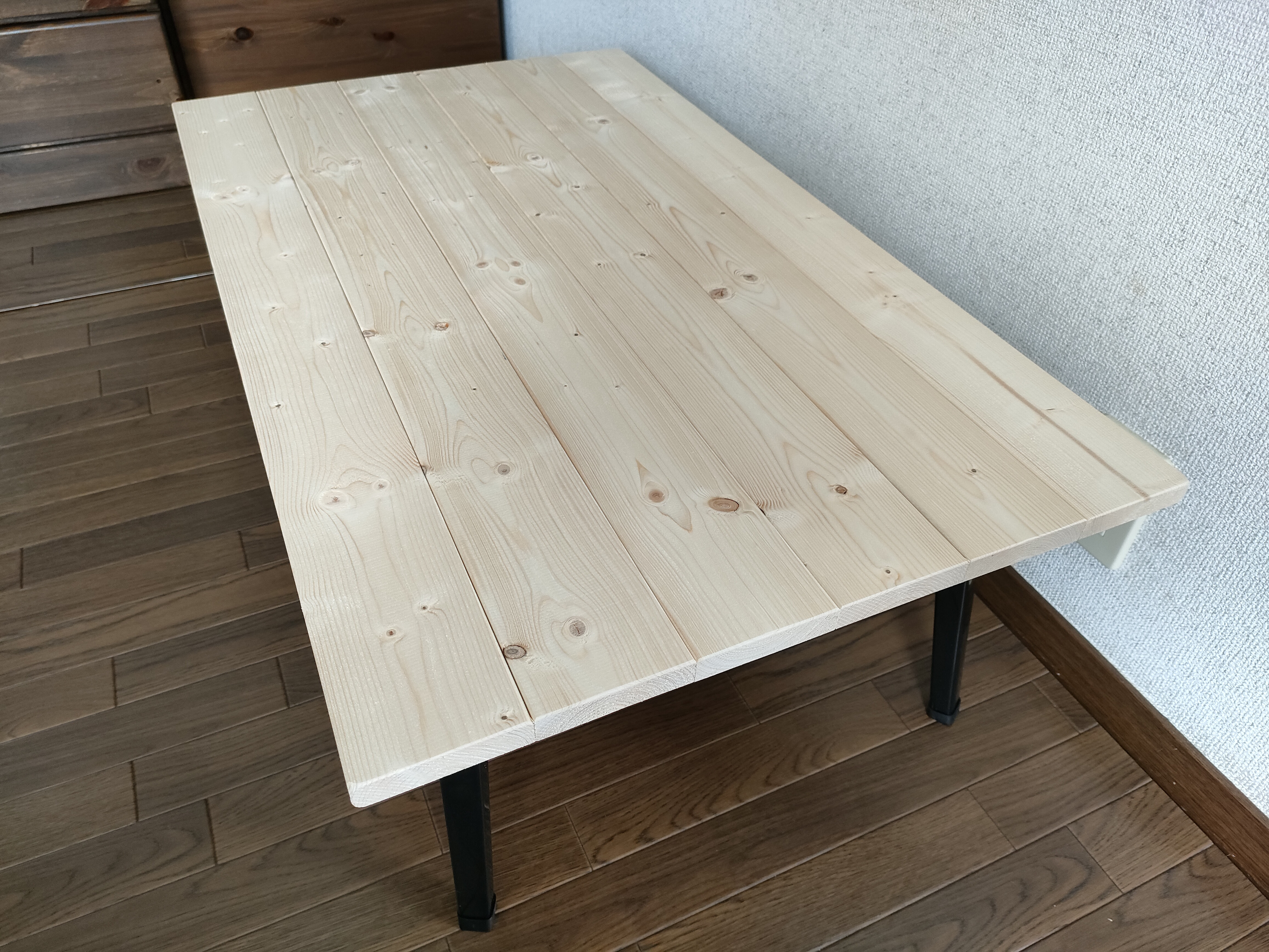 90×54×32 折り畳みローテーブル《カラー選択》無垢材 スチール脚-