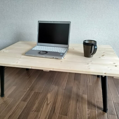 90×54×32 折り畳みローテーブル《カラー選択》無垢材 スチール脚  