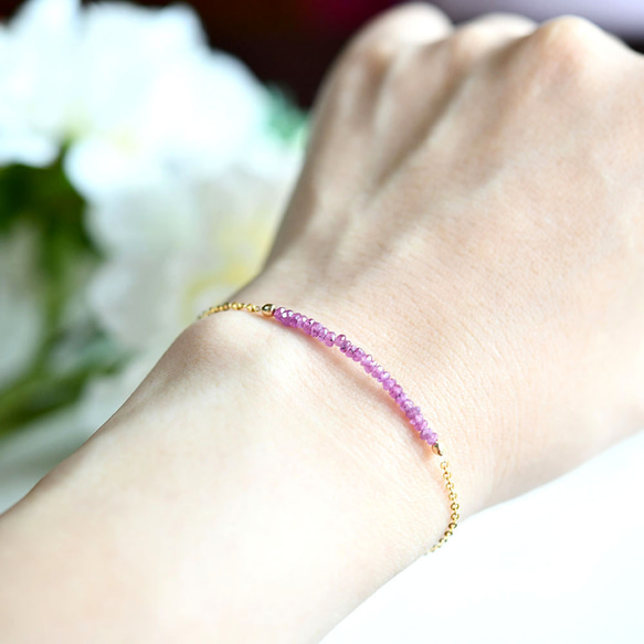 オリジナル 良質 ピンクサファイアのブレスレット 9月誕生石