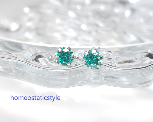 奇跡の輝き パライバトルマリン 人工宝石 4mm プラチナピアス Pt900