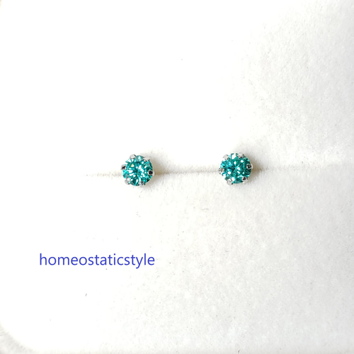 奇跡の輝き パライバトルマリン 人工宝石 4mm プラチナピアス Pt900