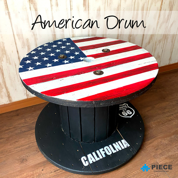 ケーブルドラム 電線ドラム テーブル アメリカン インテリア ガレージ 星条旗② ケーブルドラム 電線ドラム テーブル アメリカン インテリア