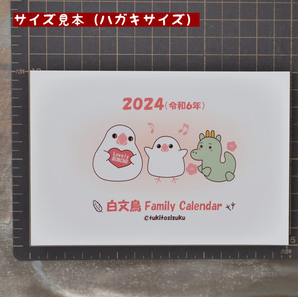 2024年 白文鳥Family Calendar（はがきサイズ）卓上カレンダー 8枚目の画像