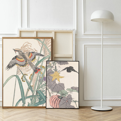 日本画　和　置物　絵　アンティーク　レトロ Yahoo!オークション - 昭和レトロ 山桜雉図 雉図 キジ図 花鳥