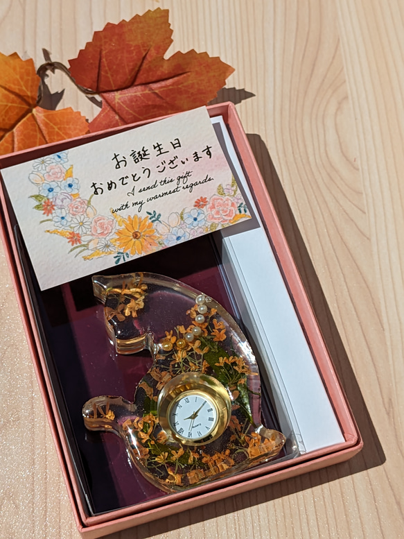 金木犀入り　猫時計と選べる金木犀ボールペンセット　　秋の福袋 4枚目の画像