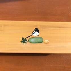 食卓に置ける箸箱(二羽のカチガラス、マクワウリの見張り番）　カトラリーケース　メガネ入れ　小物入れ　蓋付き木製　少人数用 16枚目の画像
