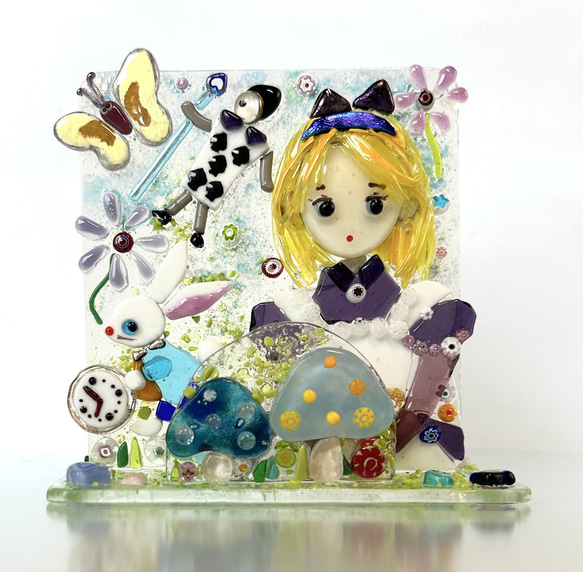 ベネチアンガラス カトラリー レスト＆オブジェ 受注制作》ベネチアンガラス キラキラ光る雪景色のカトラリー