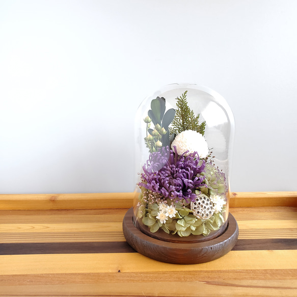 アナスタシアのガラスドームお供え花　プリザーブドフラワー 1枚目の画像