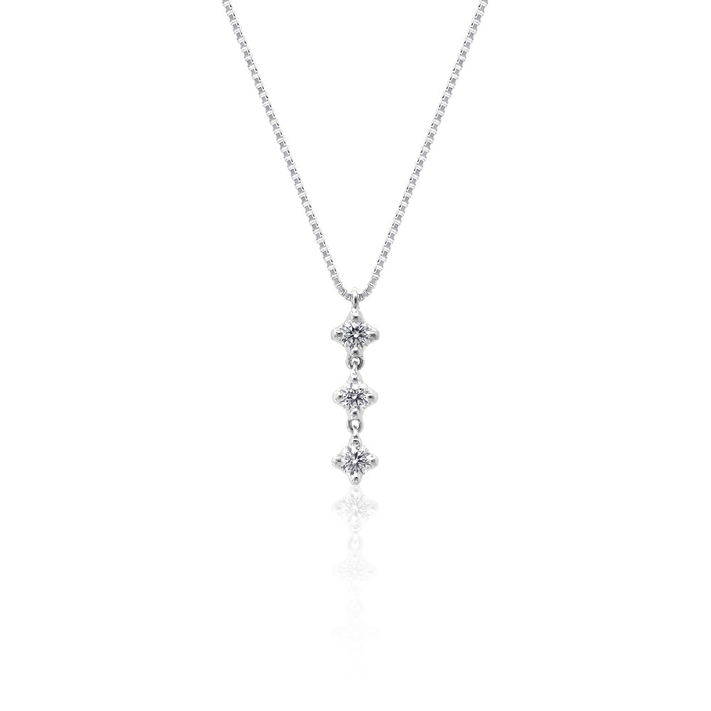 プラチナ 天然石 H&C ダイヤモンド スリーストーン ネックレス 美輪宝石 ミワホウセキ