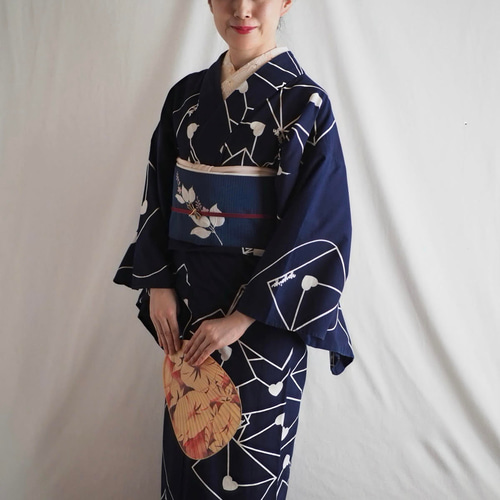 着物・浴衣 yaaa_.m 弥生屋 着物・浴衣 ラブレター (鉄紺) レディース /S,M, Lサイズ