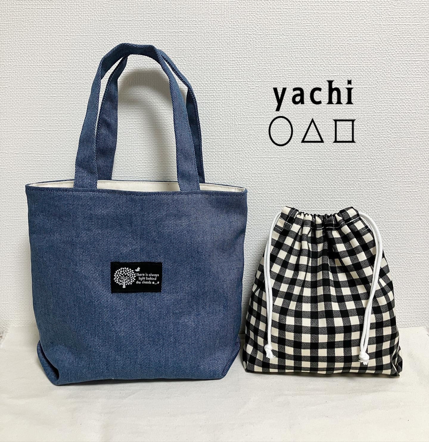 デニムバッグと巾着袋セットでお得❤️ランチトートバッグ 巾着