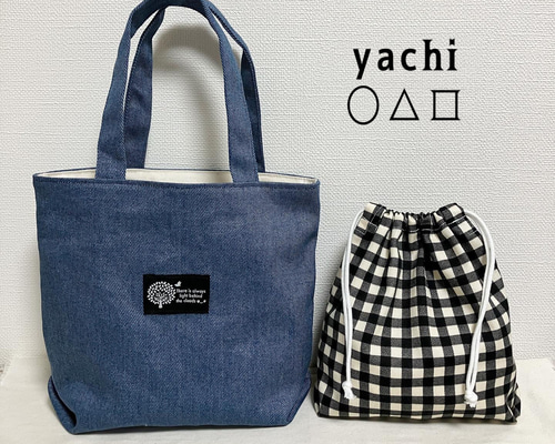 大人気新品 デニムバッグと巾着袋セットでお得❤️ランチトートバッグ 巾着 カチューシャ・被り物・帽子