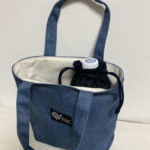 Amazon.co.jp: デニムリメイク巾着バッグ トートバッグ 巾着袋