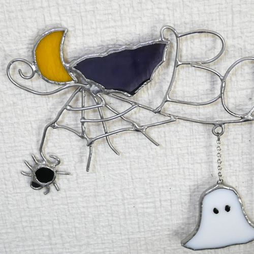 ステンドグラス　ハロウィンモチーフのモビール(バラ売りも可) ステンドグラス ハロウィンモチーフのモビール(バラ売りも可