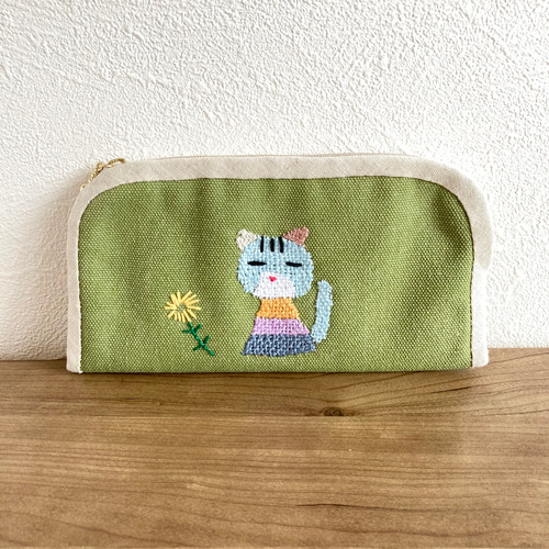 ✳︎ともぞー✳︎ダーニング刺繍　ポーチ ダーニング刺繍 ポーチ ねこ ポーチ m i r i m i 通販 16495902
