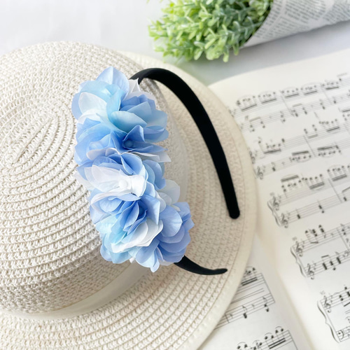 スカイブルー お花畑のカチューシャ カチューシャ モフモフMuffin 通販