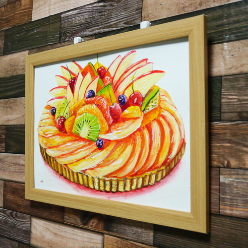 油絵 絵画 【いちごのタルト】 油絵 ミニ絵画額付き【いちご】 絵画 HR 通販 12299921
