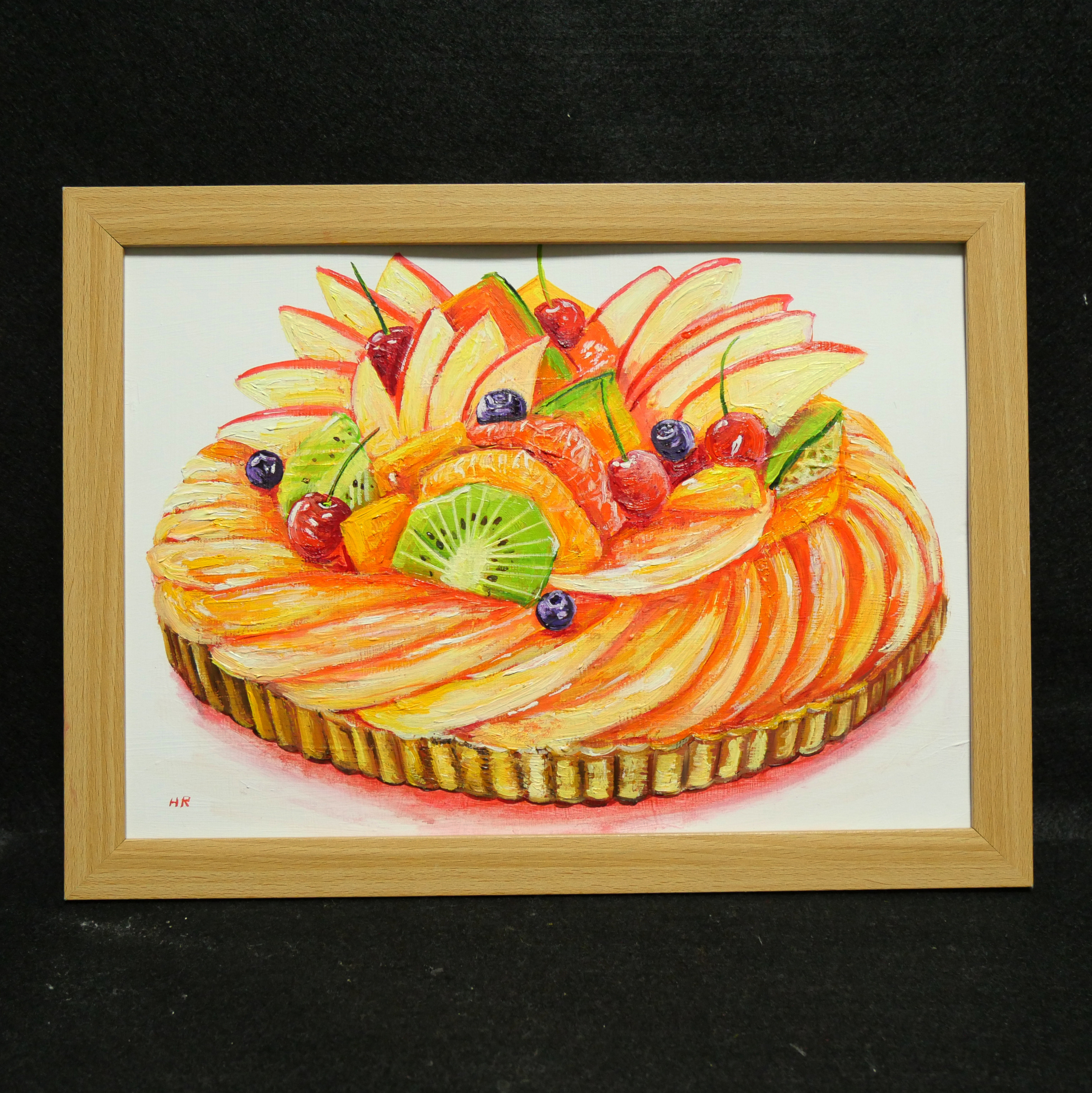 油絵 絵画【飛び出すいちごのタルト】