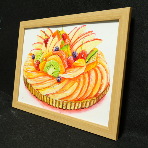 油絵 絵画 【いちごのタルト】 油絵 油彩 油彩画 絵 絵画 【フルーツタルト】 絵画 HR 通販