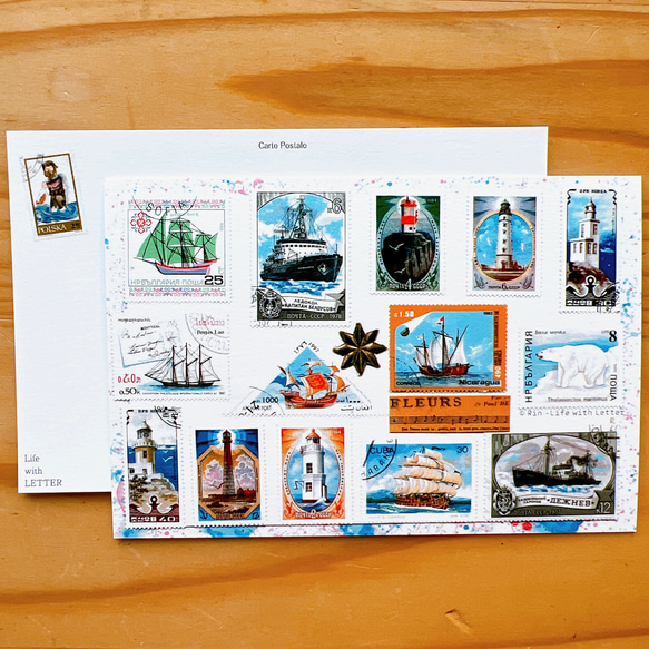 船と灯台の切手ポストカード 3枚セット 6枚目の画像