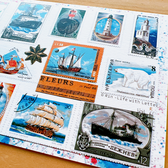 船と灯台の切手ポストカード 3枚セット 7枚目の画像