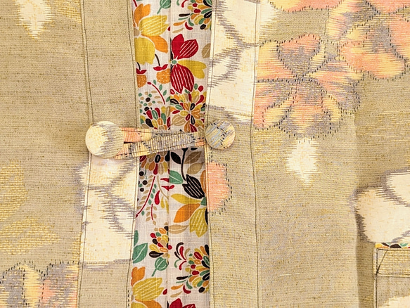 Creema限定　着物生地(紬)を使ったモダンやっこ半纏です。表は絹、裏は綿生地です。両方楽しめます。贈り物に! 3枚目の画像