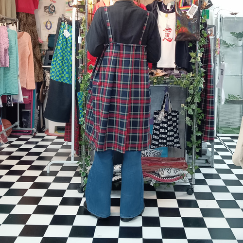 タータンチェック　プリーツ　キャミソールチュニック:red タータンチェック プリーツ キャミソールチュニック:red