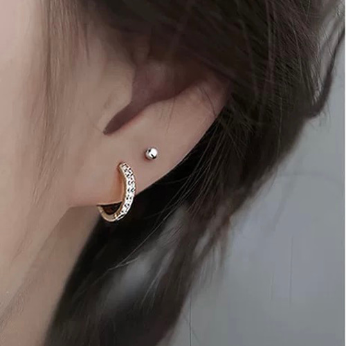 e.m. 限定 ゴールド フープ ジルコニアピアス☆イーエム 10mm ジルコニア フープピアス セカンドピアス ワンタッチ